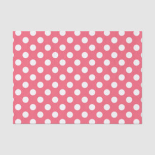 Papier Mousseline Pois blancs sur corail