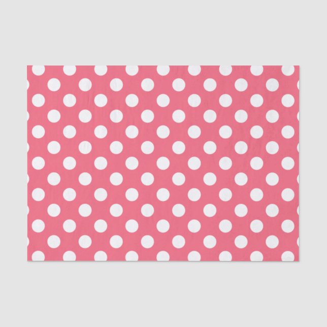 Papier Mousseline Pois blancs sur corail (Recto)