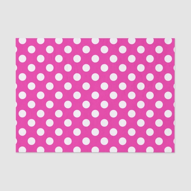 Papier Mousseline Pois blancs sur fuchsia (Recto)