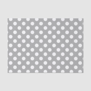 Papier Mousseline Pois blancs sur gris