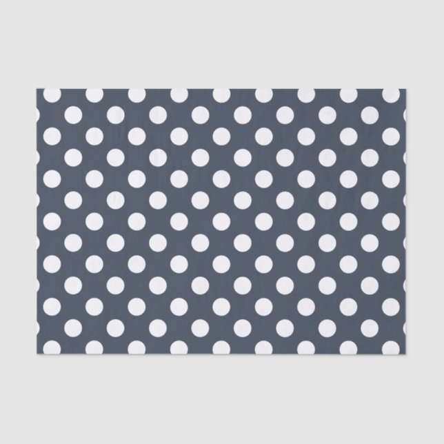 Papier Mousseline Pois blancs sur gris bleu (Recto)