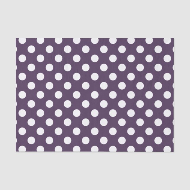 Papier Mousseline Pois blancs sur prune violette (Recto)