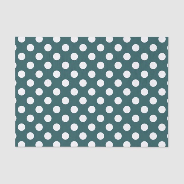 Papier Mousseline Pois blancs sur turquoise (Recto)