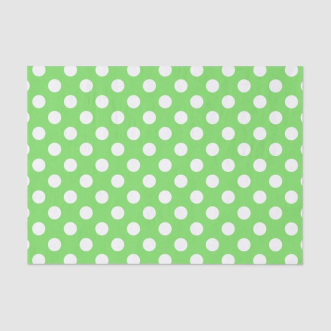 Papier Mousseline Pois blancs sur vert pomme (Recto)