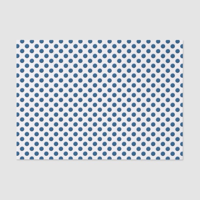 Papier Mousseline Pois bleu classique sur le blanc (Recto)