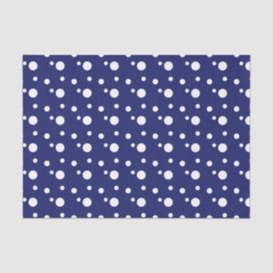 Papier Mousseline Pois bleu-foncé et blanc