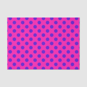 Papier Mousseline Pois bleus sur fuchsia