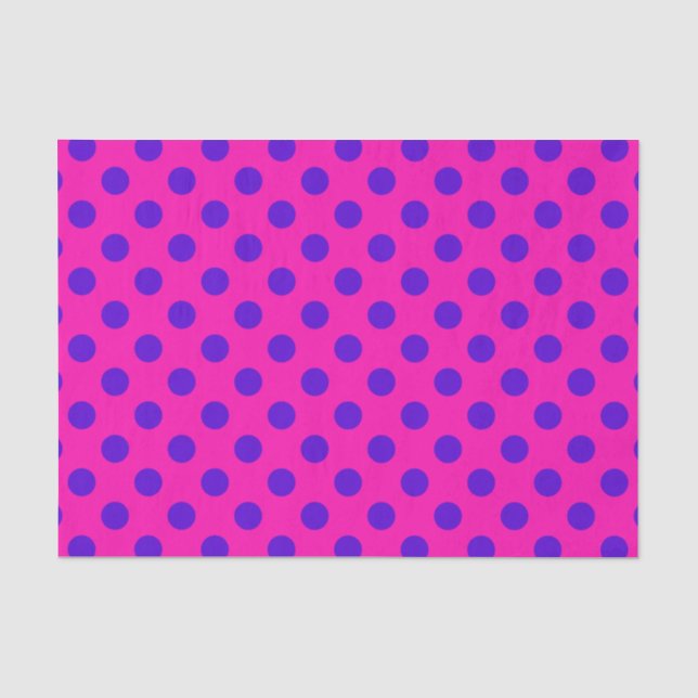 Papier Mousseline Pois bleus sur fuchsia (Recto)
