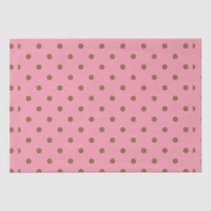 Papier Mousseline Pois Brown sur rose