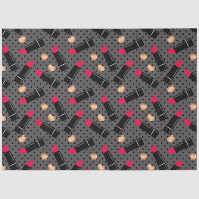 Papier Mousseline Pois de rouge rouge à lèvres cosmétique sans coutu (Recto)