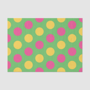 Papier Mousseline Pois en Lime Green Hot rose et jaune