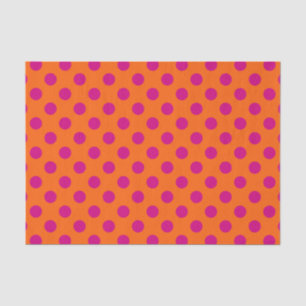 Papier Mousseline Pois Fuchsia orange