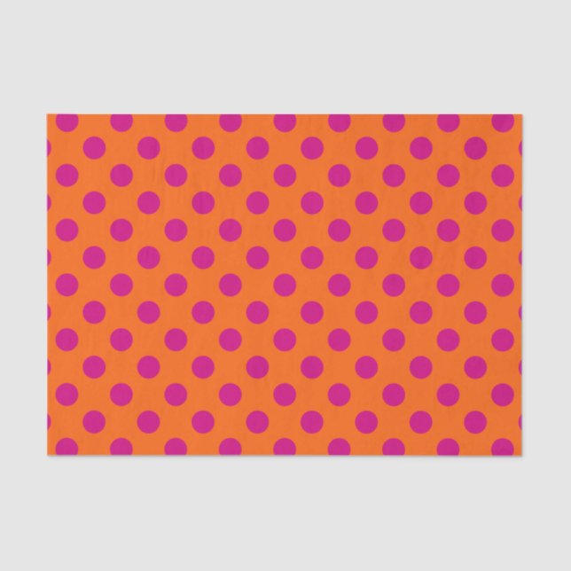 Papier Mousseline Pois Fuchsia orange (Recto)