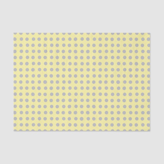 Papier Mousseline Pois jaune pâle et gris (Recto)
