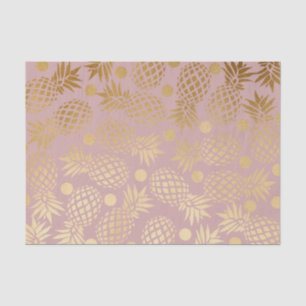 Papier Mousseline pois motif d'ananas en faux or