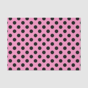 Papier Mousseline Pois noir sur le rose