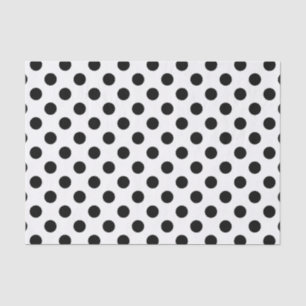 Papier Mousseline Pois noirs en blanc