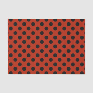 Papier Mousseline Pois noirs en rouge