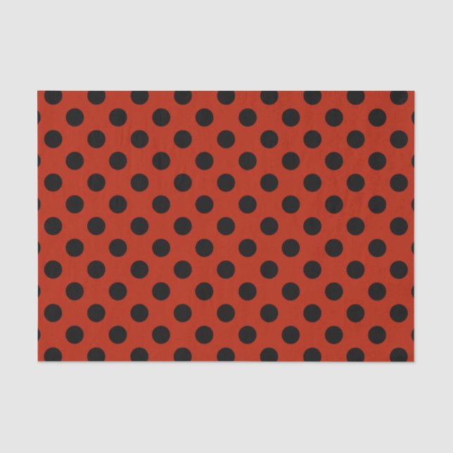 Papier Mousseline Pois noirs en rouge (Recto)