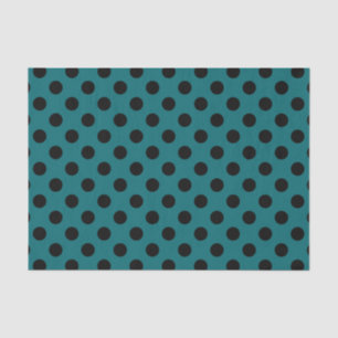 Papier Mousseline Pois noirs en turquoise