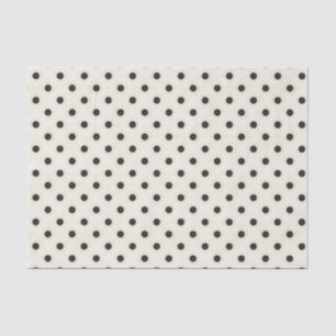 Papier Mousseline Pois noirs sur blanc antique