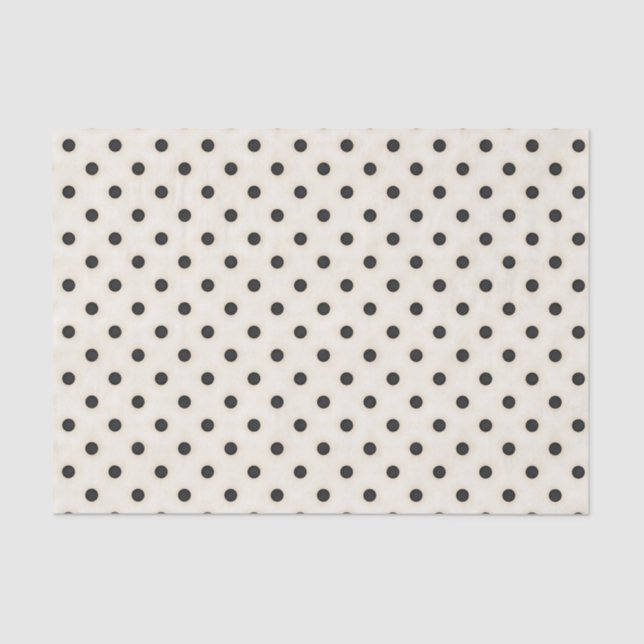 Papier Mousseline Pois noirs sur blanc antique (Recto)