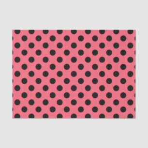 Papier Mousseline Pois noirs sur corail
