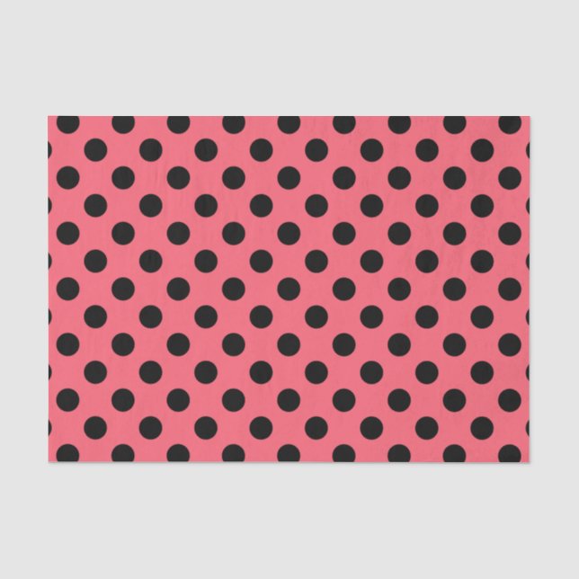 Papier Mousseline Pois noirs sur corail (Recto)