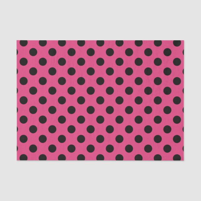 Papier Mousseline Pois noirs sur fuchsia (Recto)