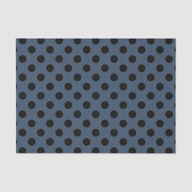 Papier Mousseline Pois noirs sur gris-bleu (Recto)