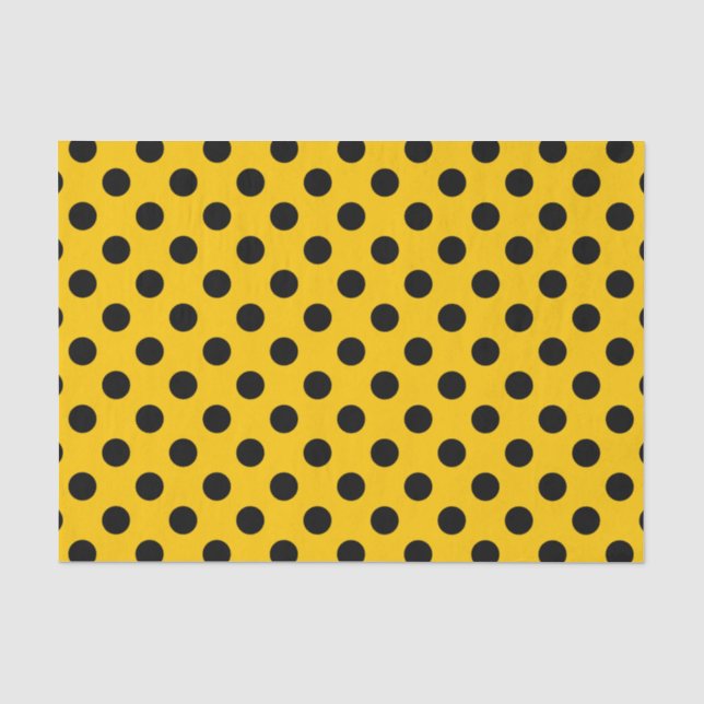 Papier Mousseline Pois noirs sur jaune (Recto)