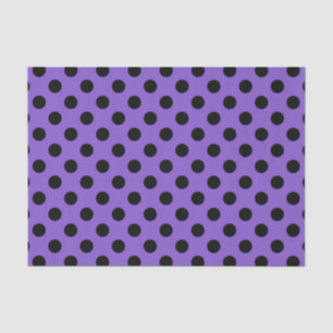 Papier Mousseline Pois noirs sur lavande