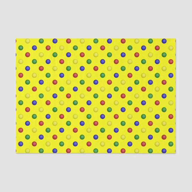 Papier Mousseline Pois primaires, PAPIER WRAP TISSU Jaune (Recto)
