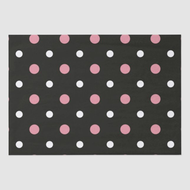 Papier Mousseline Pois rose blanc et noir (Recto)