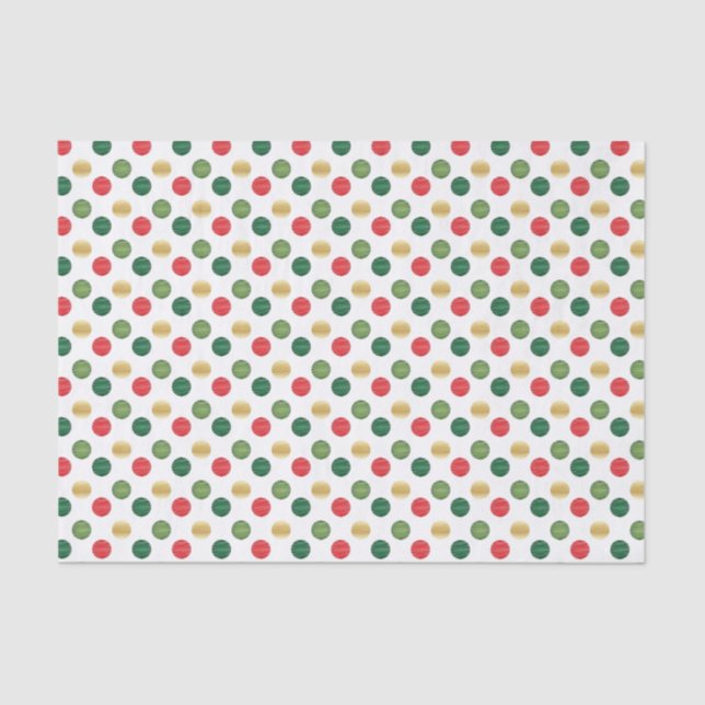 Papier Mousseline Pois rouge, vert et or (Recto)