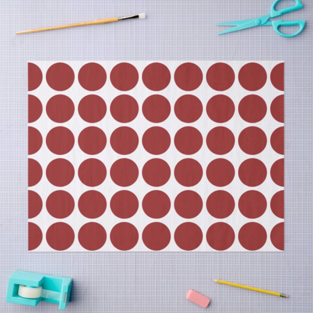 Papier Mousseline Pois rouges sur papier de tissus blancs (Artisanat)