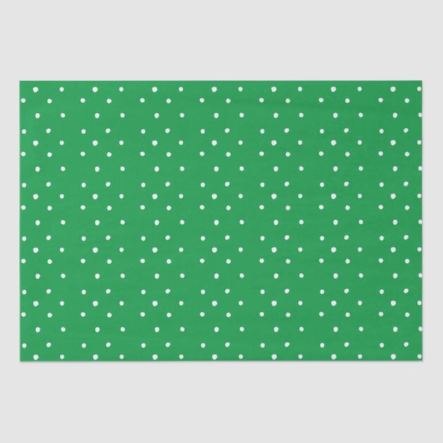 Papier Mousseline Pois Vert Et Blanc (Recto)