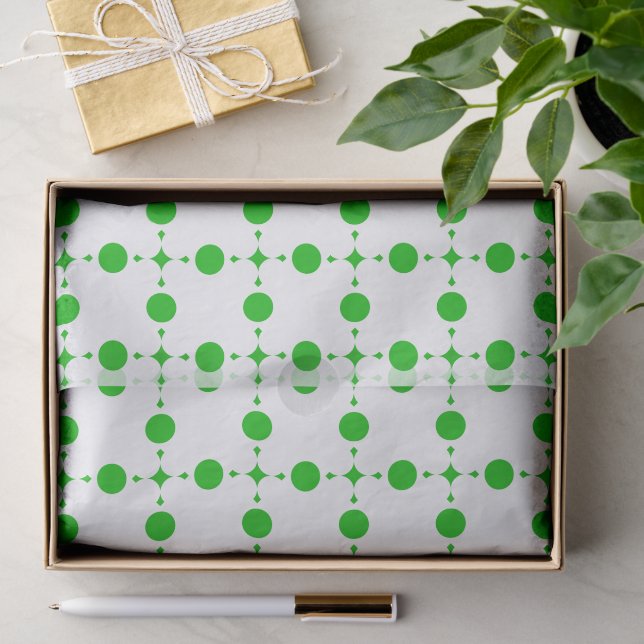 Papier Mousseline Pois verts, Motif à points Polka, points, pointill (Cadeau)