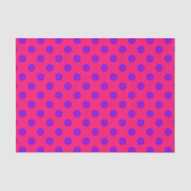 Papier Mousseline Pois violets sur cerise (Recto)