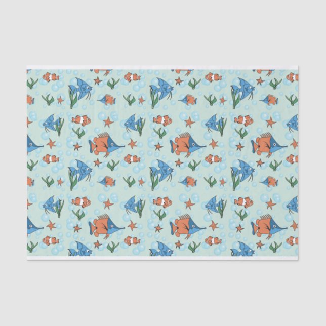 Papier Mousseline Poisson Carton mignon (Recto)