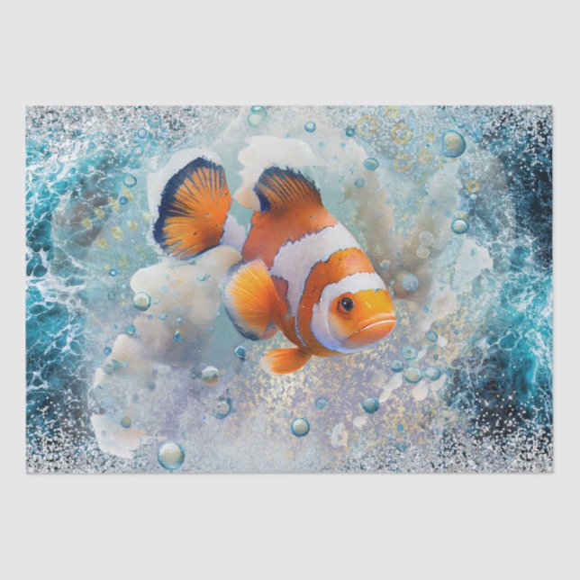 Papier Mousseline Poisson clown tropical (Recto)