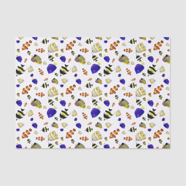 Papier Mousseline Poisson coloré (Recto)