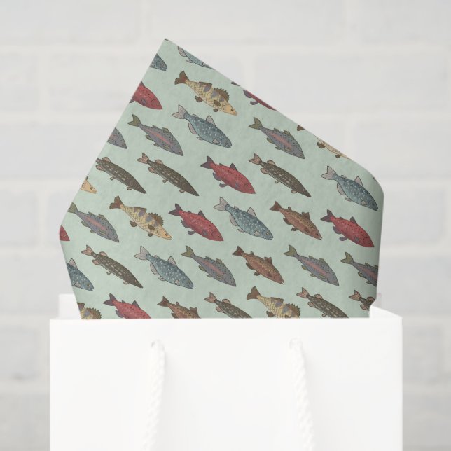 Papier Mousseline Poisson Découpe de pêche (Sac cadeau)