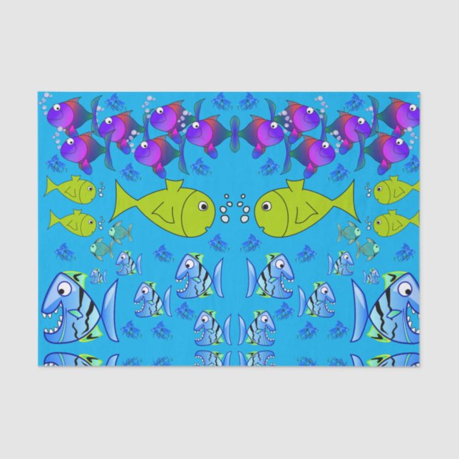 Papier Mousseline Poisson en papier de tissu décoratif (Recto)