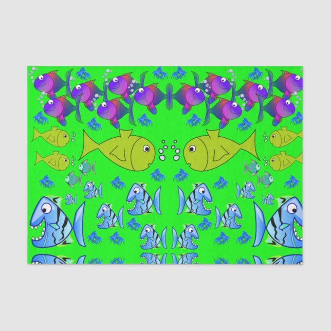 Papier Mousseline Poisson en papier de tissu décoratif (Recto)