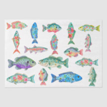 Poisson Floral Aquarelle Fantaisiste Coloré