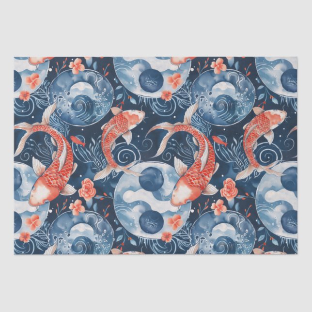 Papier Mousseline Poisson japonais dans l'aquarelle (Recto)