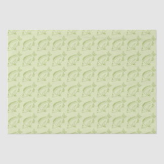 Papier Mousseline Poisson noir en Citrus vert sur Pastel Green