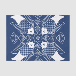 Papier Mousseline Poisson sous-marin avec Arrière - plan bleu