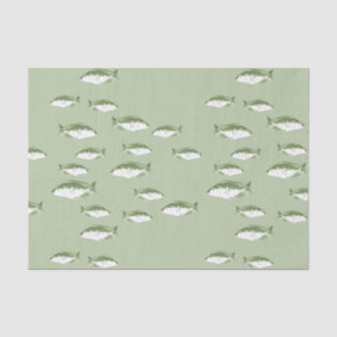 Papier Mousseline Poisson vert olive